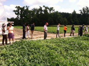Touring the fields at the Conetoe Family Life Center Farm
